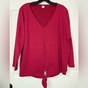 Old Navy Maroon Tie Front Long Sleeve Top